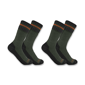 CARHARTT HEAVYWEIGHT SYNTHETIC WOOL BLEND BOOT SOCK 2-PACK- BURNT OLIVE