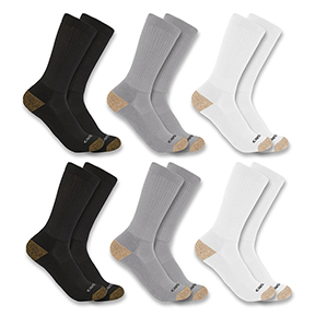 CARHARTT MIDWEIGHT CREW SOCK 6-PACK- ASSORTED