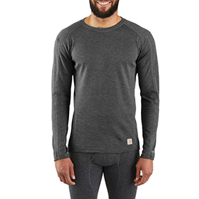 CARHARTT FORCE BASE LAYER THERMAL SHIRT POLY-WOOL- BLACK HEATHER