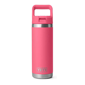 Yeti Rambler 18oz Straw Water Bottle with Straw Cap, Tropical Pink
