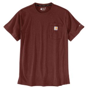 CARHARTT FORCE RELAXED FIT SHORT SLEEVE POCKET T-SHIRT- DARK SEPIA RED