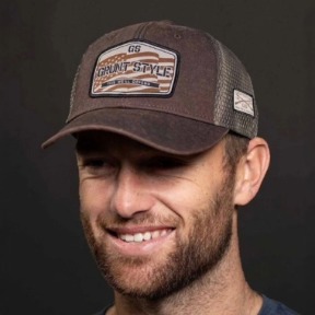 GRUNT STYLE OLD GLORY PATCH MESH HAT- BROWN WASH
