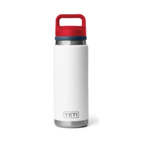 Yeti Rambler 26 Oz Water Bottle with Chug Cap White/Navy/Rescue Red