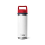 Yeti Rambler 18 Oz Water Bottle with Chug Cap White/Navy/Rescue Red
