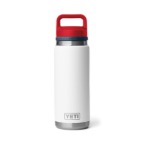 Yeti Rambler 26 Oz Water Bottle with Chug Cap White/Navy/Rescue Red
