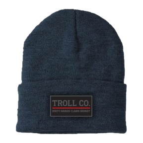 Troll Co. Premium "Dirty Hands, Clean Money" Patch Knit Beanie- Denim