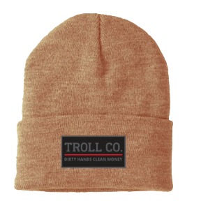 Troll Co. Premium "Dirty Hands, Clean Money" Patch Knit Beanie-Parchment
