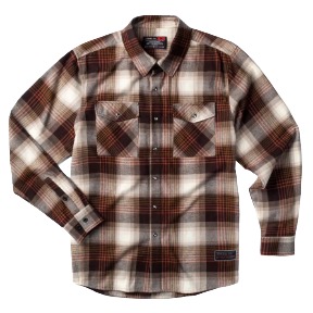Men's Troll Co. Clothing Grit Flannel Long Sleeve Button Up Shirt-Brown