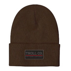 Troll Co. Premium "Dirty Hands, Clean Money" Patch Knit Beanie Bison
