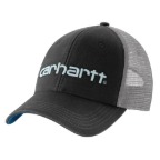 CARHARTT MESH-BACK LOGO GRAPHIC CAP- BLACK/DARK HORIZON BLUE