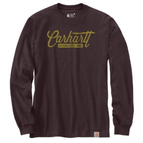 CARHARTT LOOSE FIT HEAVYWEIGHT LONG SLEEVE GRAPHIC T-SHIRT- DARK SEPIA