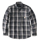 CARHARTT LOOSE FIT MIDWEIGHT CHAMBRAY LONG SLEEVE PLAID SHIRT- BLACK