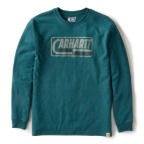 CARHARTT LOOSE FIT HEAVYWEIGHT LONG SLEEVE LOGO GRAPHIC T-SHIRT- GREENSTONE