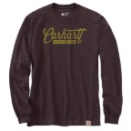 CARHARTT LOOSE FIT HEAVYWEIGHT LONG SLEEVE GRAPHIC T-SHIRT- DARK SEPIA