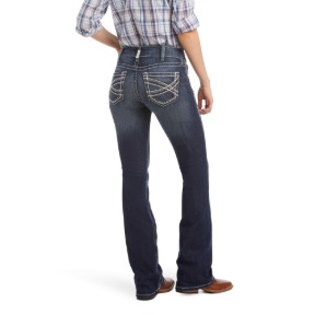 ARIAT WOMEN'S R.E.A.L. MID RISE STRETCH ENTWINED BOOT CUT JEAN- MARINE