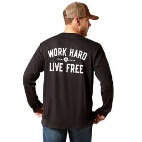 ARIAT REBAR COTTON STRONG "WORK HARD LIVE FREE" T-SHIRT- BLACK