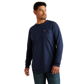 ARIAT REBAR COTTON STRONG STANDARD POCKET T-SHIRT- NAVY