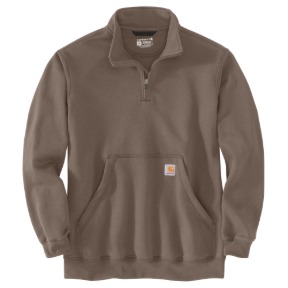CARHARTT LOOSE FIT MIDWEIGHT QUARTER ZIP MOCK-NECK SWEATSHIRT- SEPIA