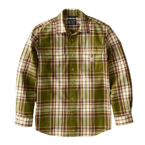 CARHARTT LOOSE FIT HEAVYWEIGHT FLANNEL LONG SLEEVE PLAID SHIRT- DARK BRONZED
