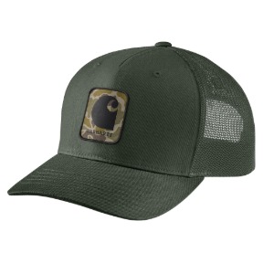 CARHARTT RUGGED FLEX TWILL MESH-BACK CAMO PATCH CAP- FORESTRY GREEN