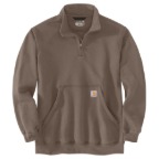 CARHARTT LOOSE FIT MIDWEIGHT QUARTER ZIP MOCK-NECK SWEATSHIRT- SEPIA