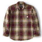 CARHARTT LOOSE FIT HEAVYWEIGHT FLANNEL LONG SLEEVE PLAID SHIRT- PORT