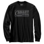 CARHARTT LOOSE FIT HEAVYWEIGHT LONG SLEEVE LOGO GRAPHIC T-SHIRT- BLACK