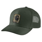 CARHARTT RUGGED FLEX TWILL MESH-BACK CAMO PATCH CAP- FORESTRY GREEN