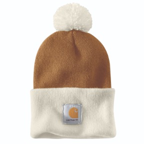 CARHARTT KNIT POM CUFFED BEANIE- BROWN