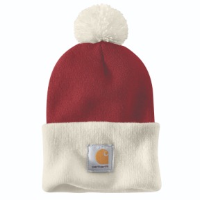 CARHARTT KNIT POM CUFFED BEANIE- CRABAPPLE