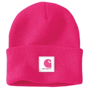 CARHARTT KNIT RUBBER PATCH BEANIE- PINK GLOW