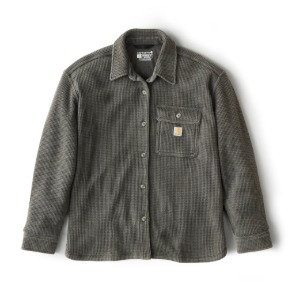 CARHARTT WOMEN'S OVERSIZED-FIT HEAVYWEIGHT WAFFLE KNIT SHIRT- CARBON HEATHER