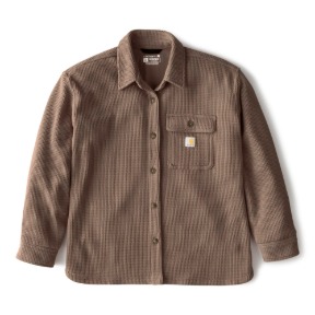 CARHARTT WOMEN'S OVERSIZED-FIT HEAVYWEIGHT WAFFLE KNIT SHIRT- SEPIA