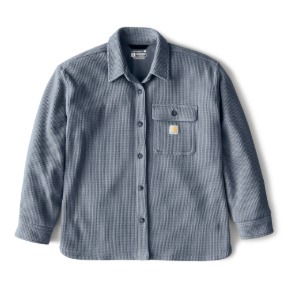CARHARTT WOMEN'S OVERSIZED-FIT HEAVYWEIGHT WAFFLE KNIT SHIRT- FADED NAVY