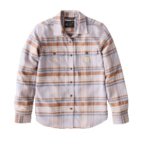 CARHARTT WOMEN'S TENCEL FIBER SERIES RELAXED FIT PLAID SHIRT- MICA