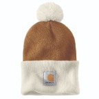 CARHARTT KNIT POM CUFFED BEANIE- BROWN