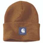 CARHARTT KNIT RUBBER PATCH BEANIE- CARHARTT BROWN/LUNAR BLUE