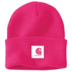 CARHARTT KNIT RUBBER PATCH BEANIE- PINK GLOW