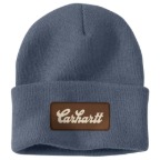 CARHARTT KNIT CUFFED SCRIPT PATCH BEANIE- BLUESTONE