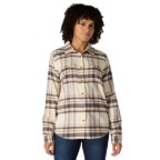 CARHARTT WOMEN'S TENCEL FIBER SERIES RELAXED FIT PLAID SHIRT- CHALK