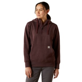 ARIAT WOMEN'S REBAR SKILL SET 1/2 ZIP HOODIE- FUDGE HEATHER