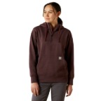 ARIAT WOMEN'S REBAR SKILL SET 1/2 ZIP HOODIE- FUDGE HEATHER