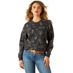 ARIAT WOMEN'S ESSENTIAL CREW SWEATSHIRT- BLACK HEATHER