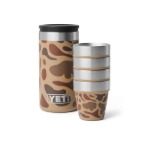 YETI 1.7 OZ STAINLESS STEEL PACKABLE SHOT GLASS SET WETLANDS CAMO