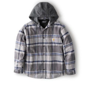 CARHARTT RUGGED FLEX FLEECE LINED HOODED SHIRT JAC- GRAVEL