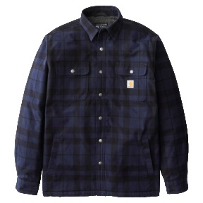 CARHARTT RELAXED FIT FLANNEL SHERPA LINED SHIRT JAC- NAVY