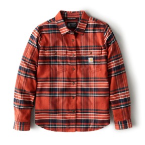 CARHARTT WOMEN'S TENCEL FIBER SERIES RELAXED FIT PLAID SHIRT- SPICE RED