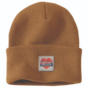 CARHARTT WOMEN'S KNIT HEART PATCH BEANIE- BROWN