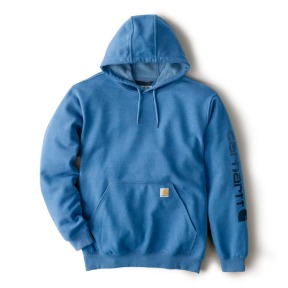 CARHARTT MIDWEIGHT HOODED LOGO SWEATSHIRT - HORIZON BLUE HEATHER