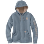 WOMEN'S RELAXED FIT MIDWEIGHT LOGO SLEEVE GRAPHIC SWEATSHIRT - FADED NAVY